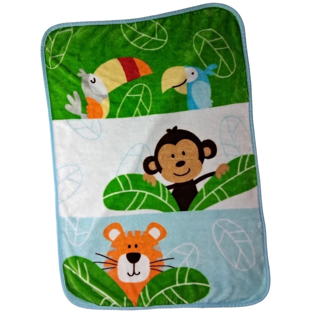 Garanimals Monkey Tiger Bird Baby Blanket Soft Leaves Walmart 30x40 Lovey Jungle